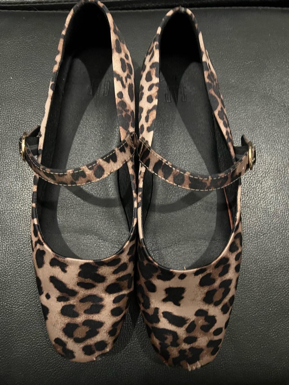 Gap Leopard Print Mary Jane Flats - Brown/Black